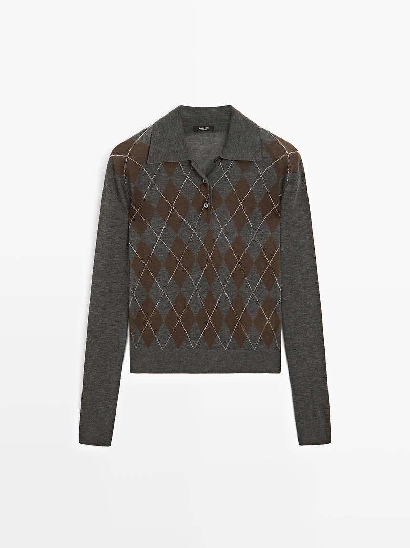 Pull polo à losanges
