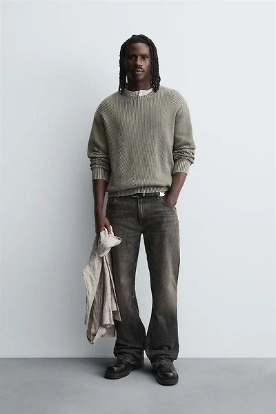 WASHED RIBBED SWEATER