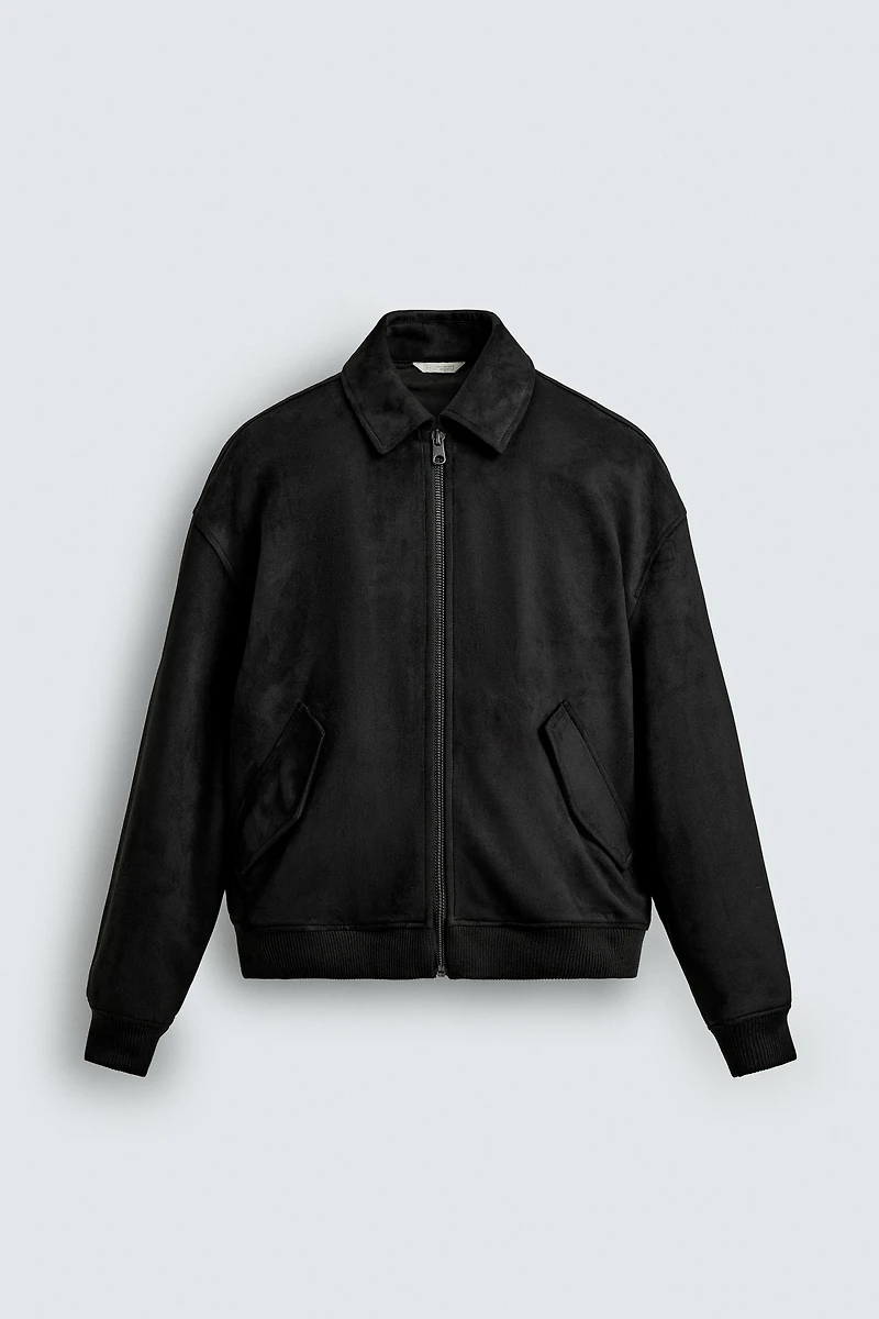 FAUX SUEDE QUILTED JACKET