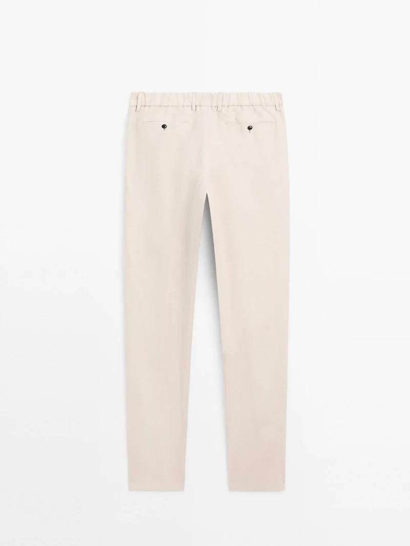 100% linen regular fit trousers