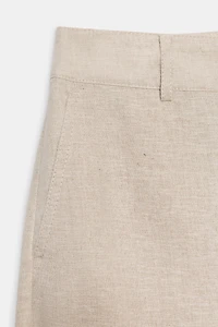 LINEN BLEND BARREL PANTS