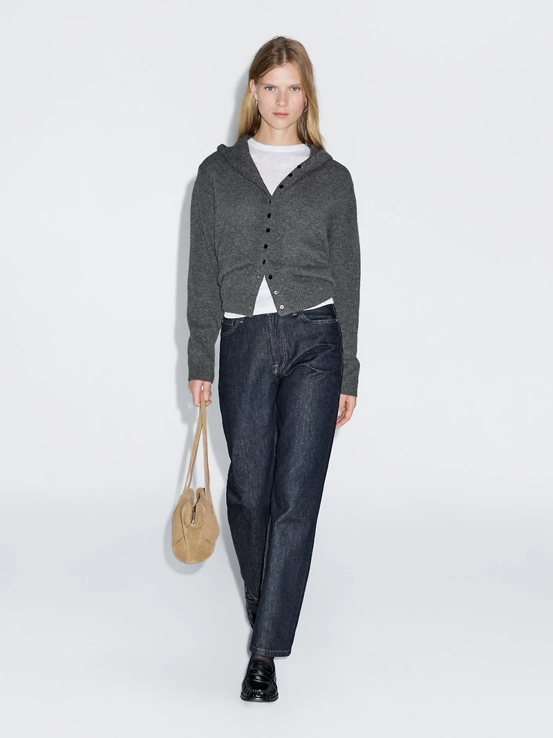 Cardigan à capuche 100 % laine