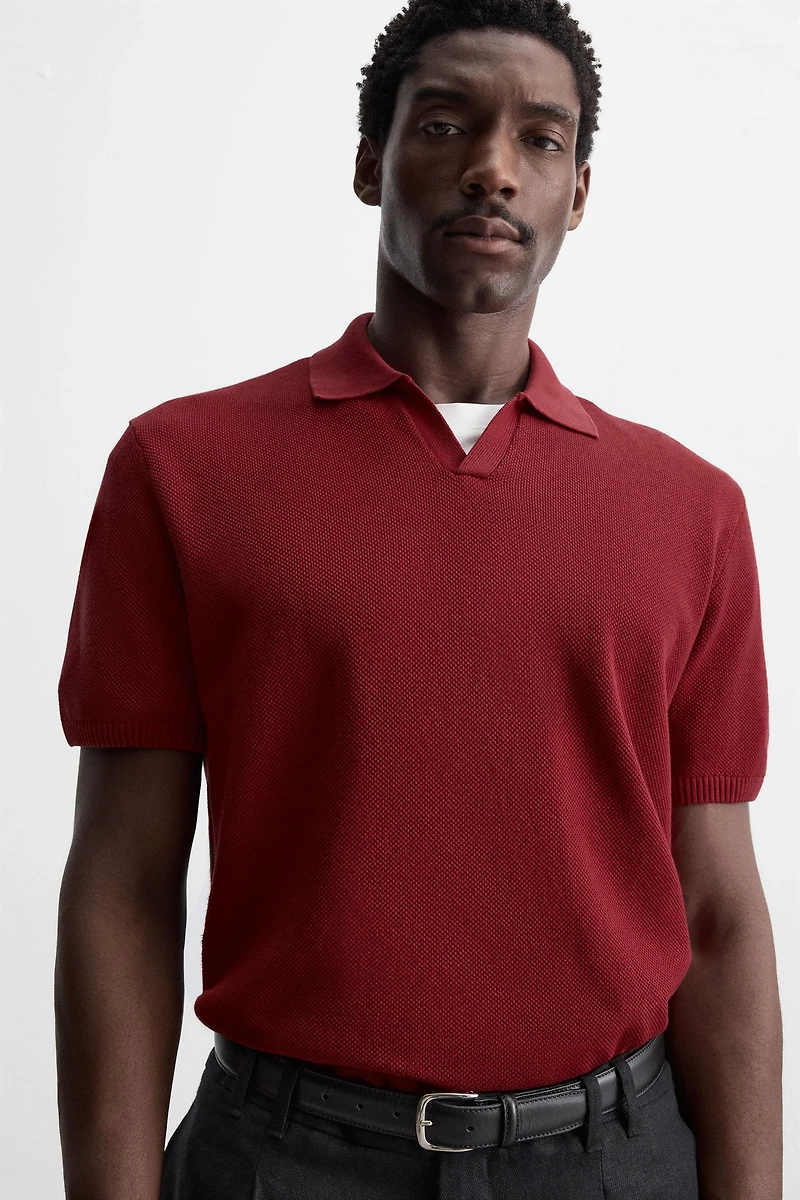 TEXTURED KNIT POLO