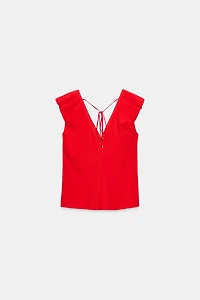 CONTRAST STITCH POPLIN TOP