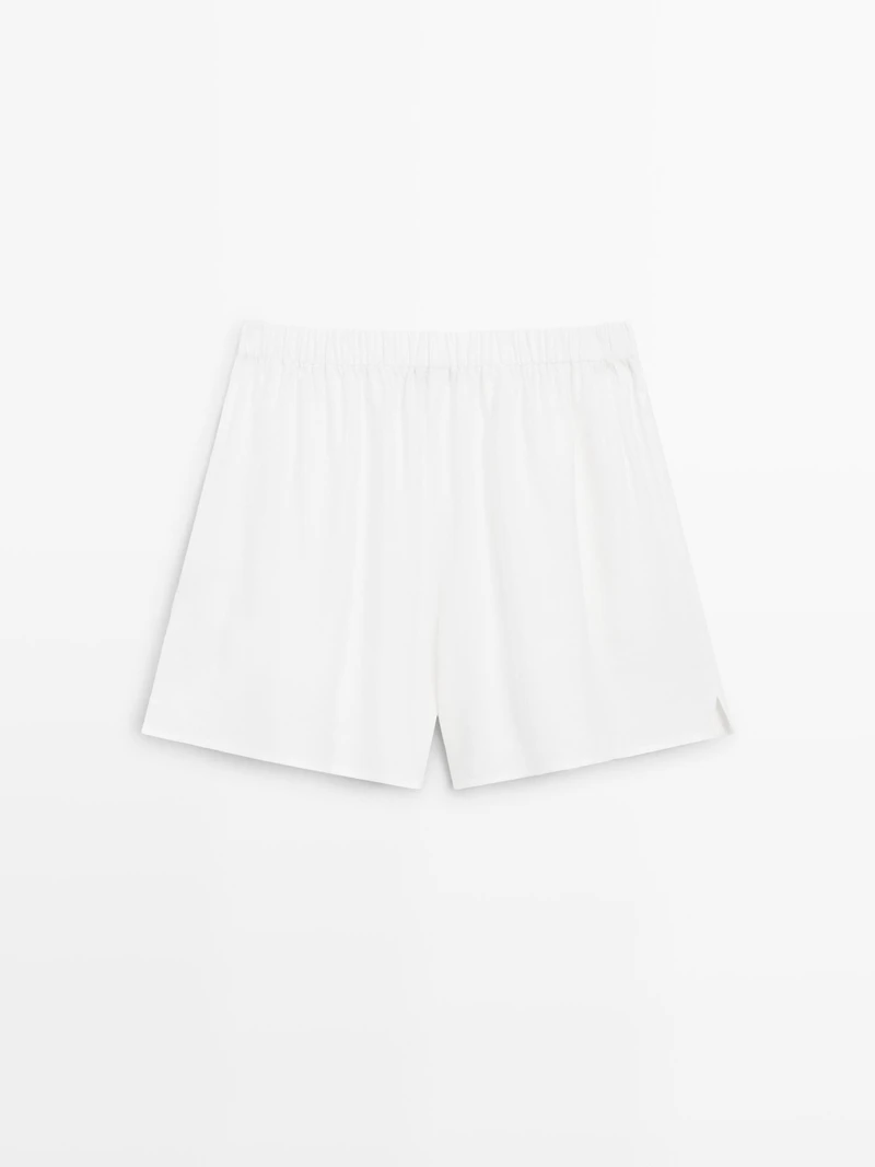Linen blend total look short Bermuda shorts