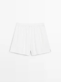 Linen blend total look short Bermuda shorts