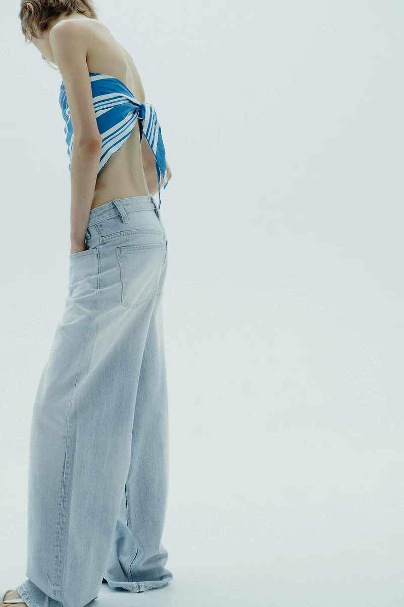 TOP BUSTIER AVEC LIN RAYÉ