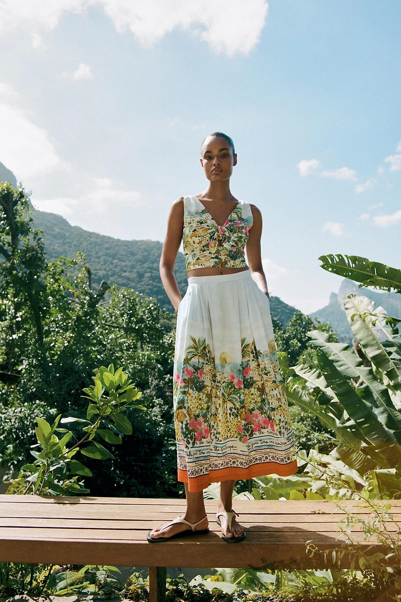 JUPE MIDI CAPE IMPRIMÉE