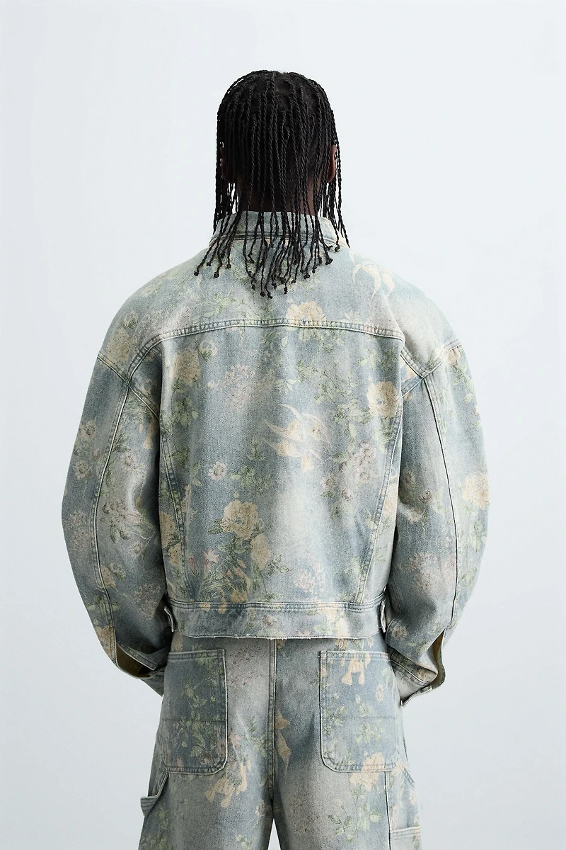 FLORAL PRINT DENIM JACKET