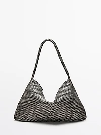 Large braided nappa leather shoulder bag
