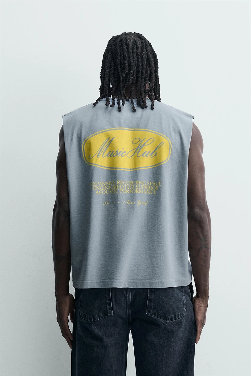 WASHED PRINTED TANK TOP