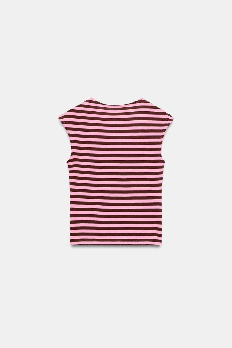 STRIPED BUTTON TOP