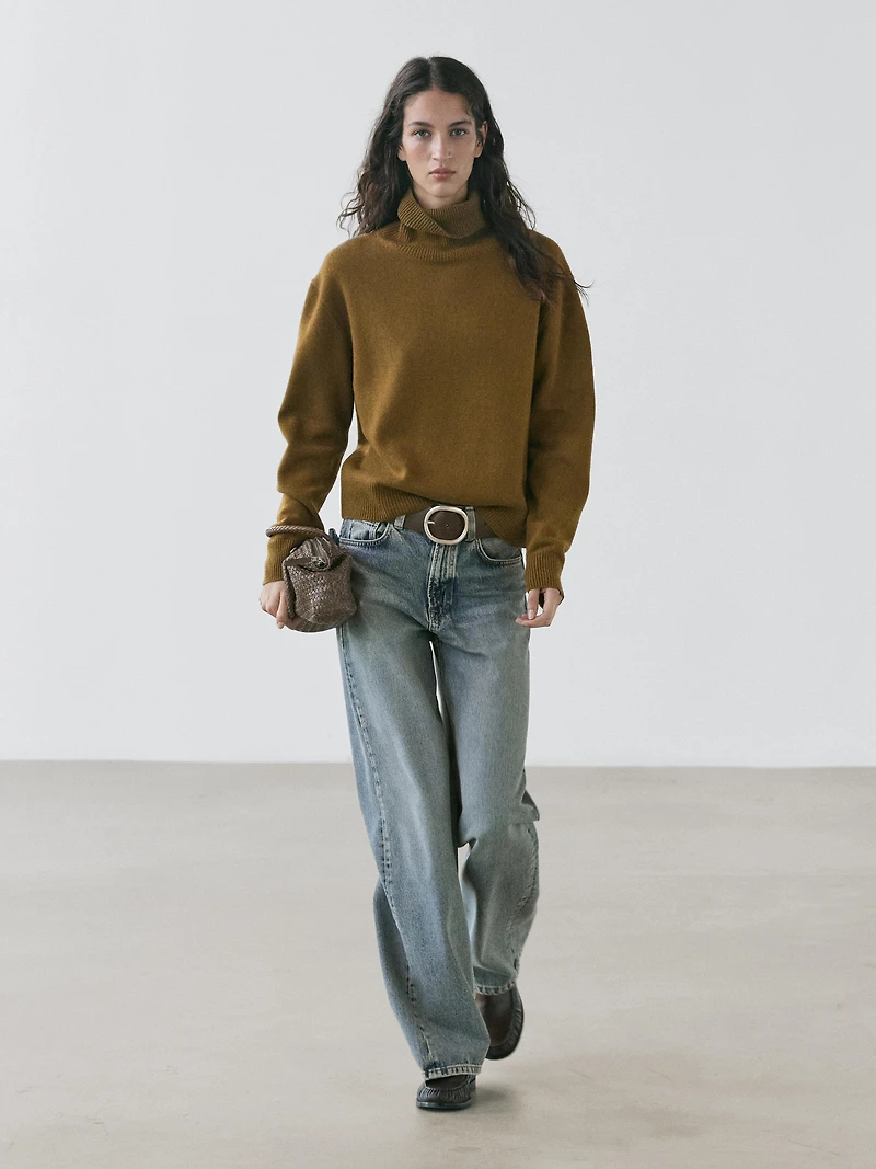 Wool blend high neck sweater