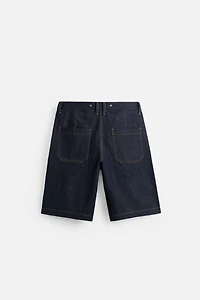 BERMUDA DENIM COUPE AMPLE SURPIQÛRES