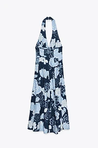 ROBE MI-LONGUE HALTER À IMPRIMÉ FLORAL