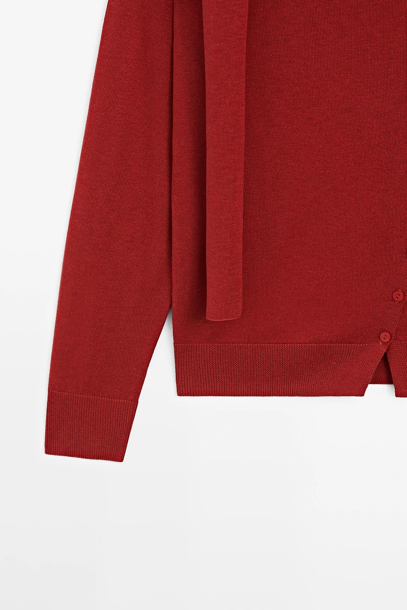 Cardigan with buttoned scarf detail
