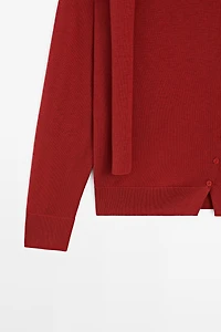 Cardigan with buttoned scarf detail