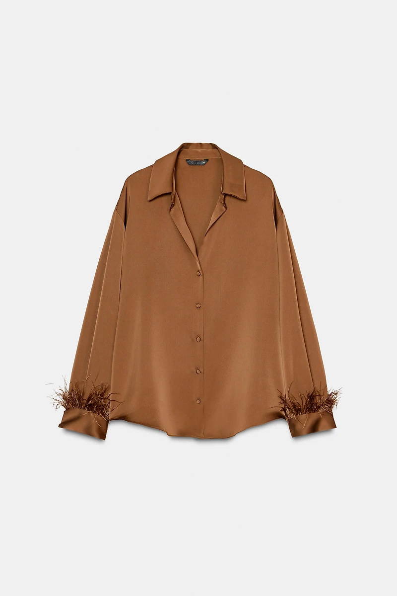 BLOUSE SATINÉE PLUMES