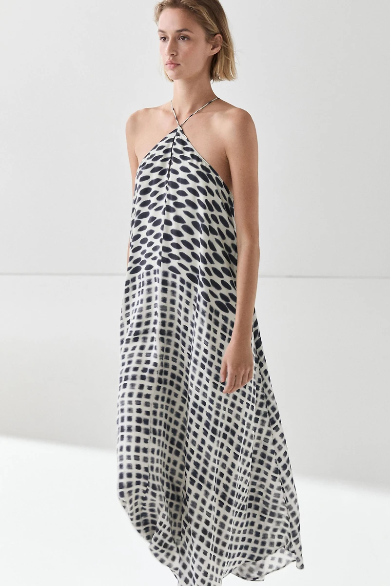 Printed flared midi dress