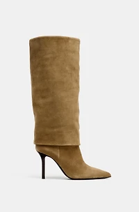 BOTTES À TALONS EN CROÛTE DE CUIR