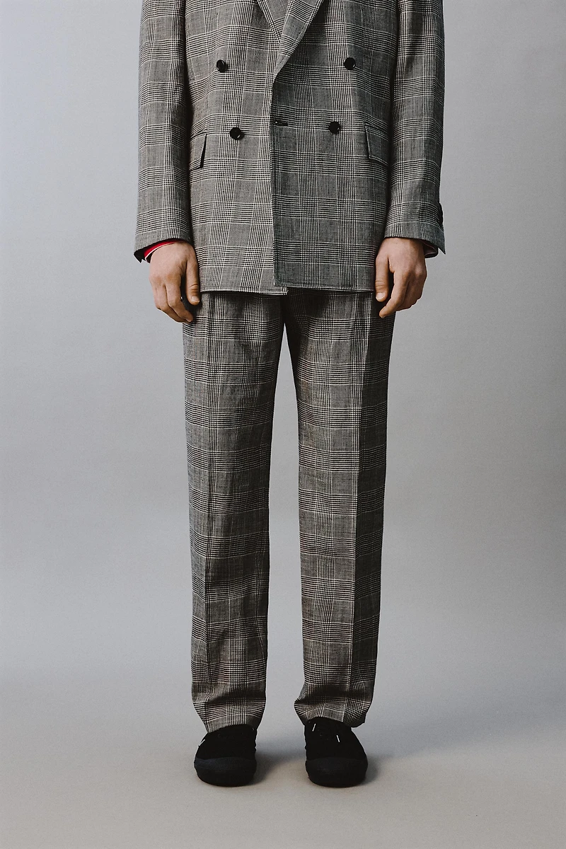 WOOL-LINEN CHECK SUIT PANTS AARON LEVINE X ZARA