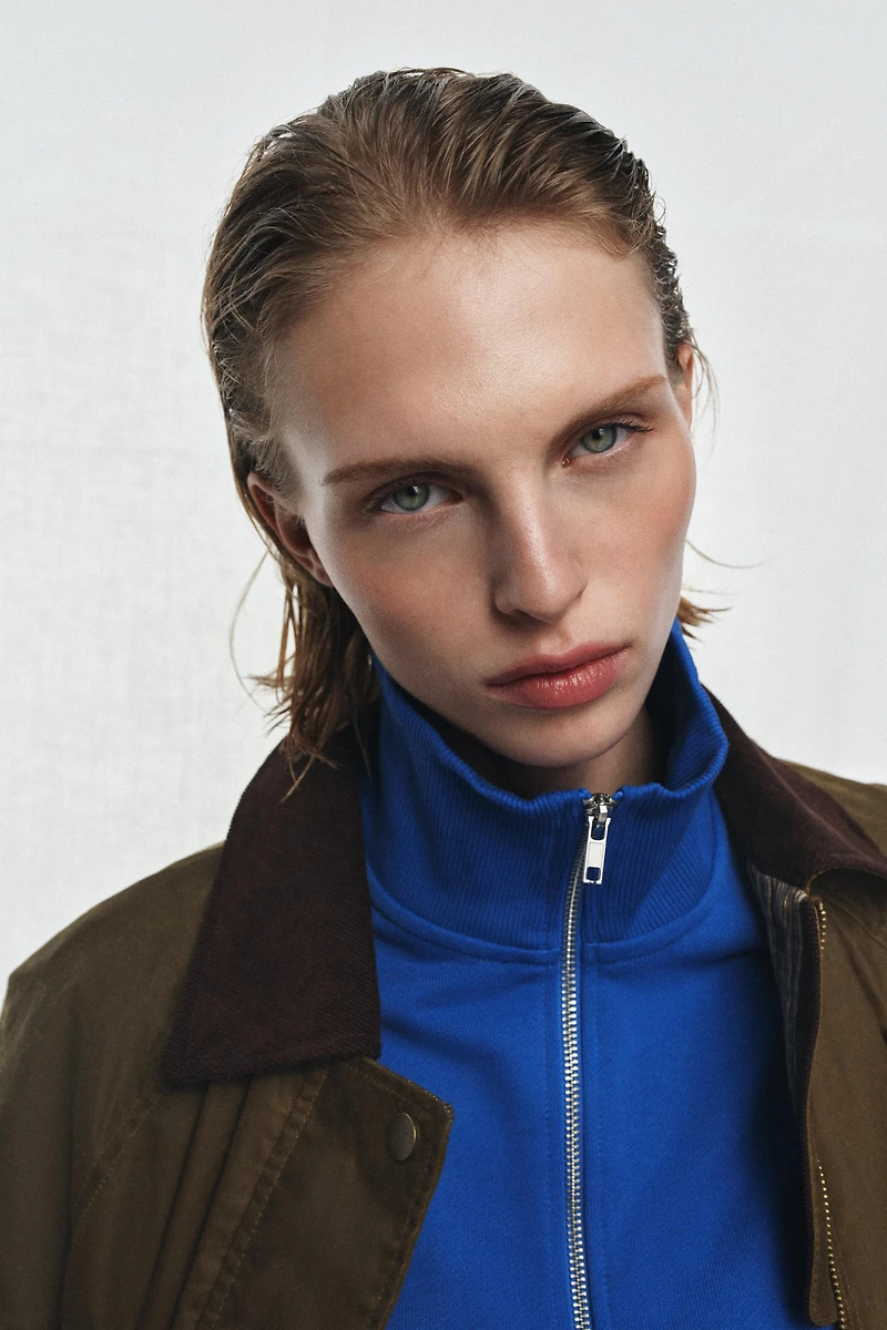 WAXED JACKET WITH CORDUROY COLLAR ZW COLLECTION