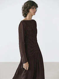 Flowing midi dress with gathered detail
