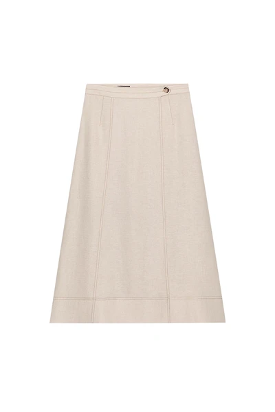 LINEN WRAP SKIRT WITH TOPSTITCHING