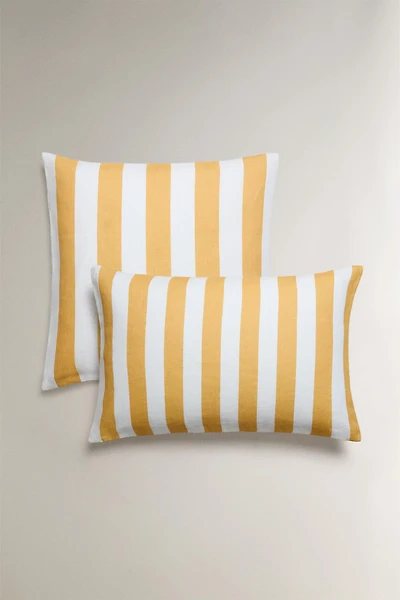 HOUSSE DE COUSSIN RAYURES LIN