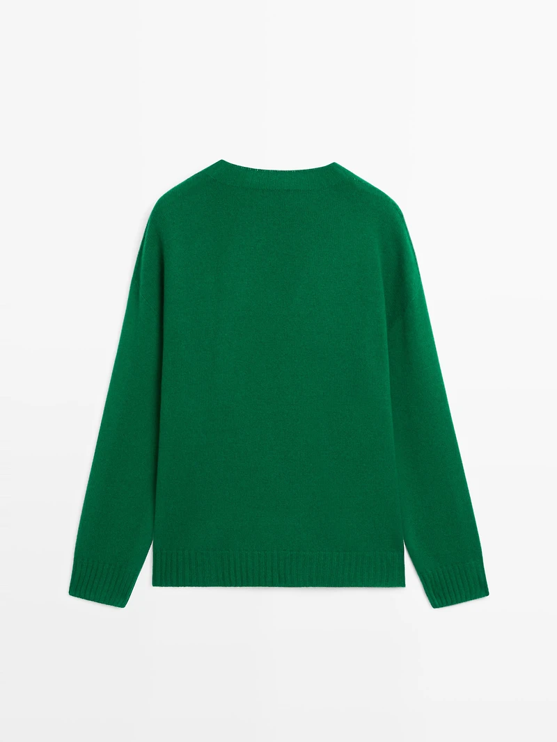 Wool blend crew neck sweater