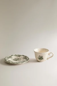 COFFEE CUP WITH FLORAL SAUCER