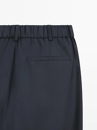 Relaxed fit wool blend trousers with darts