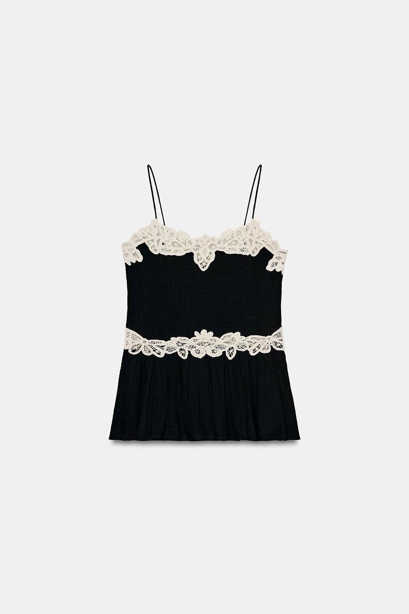 TOP DENTELLE CONTRASTÉE ZW COLLECTION
