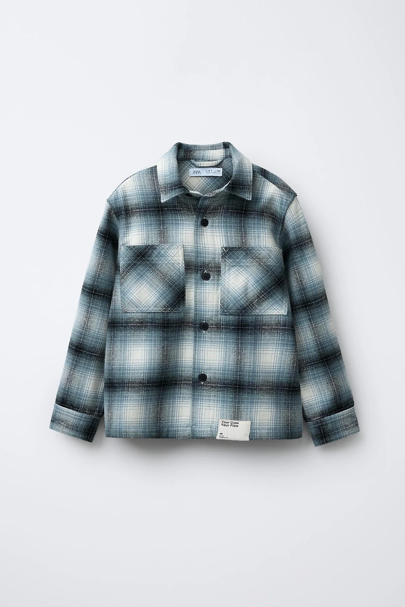 PLAID OVERSHIRT WITH LABEL