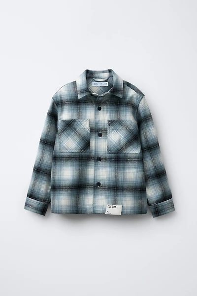 PLAID OVERSHIRT WITH LABEL