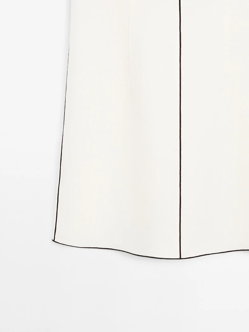 Linen mini dress with contrast trims