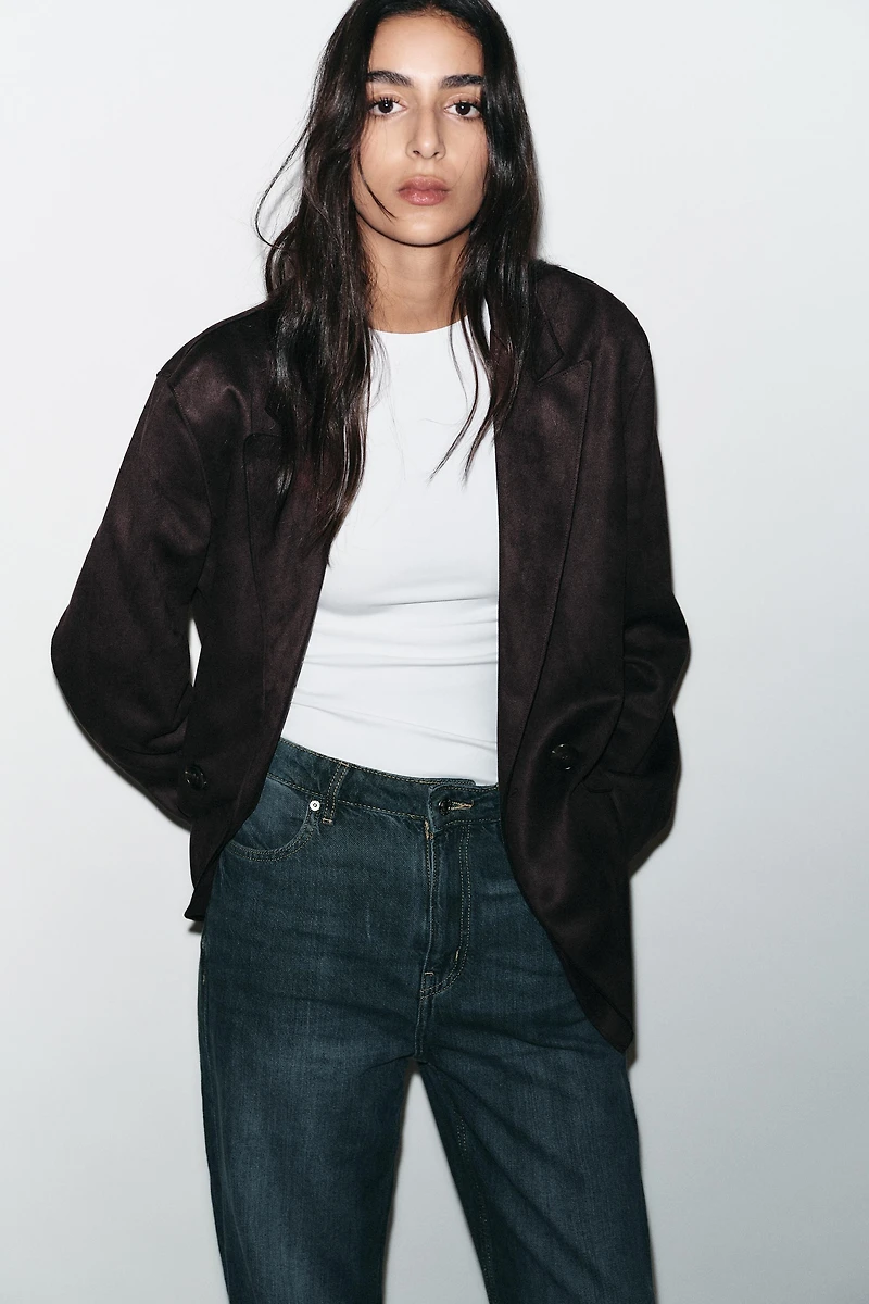 FAUX SUEDE BLAZER