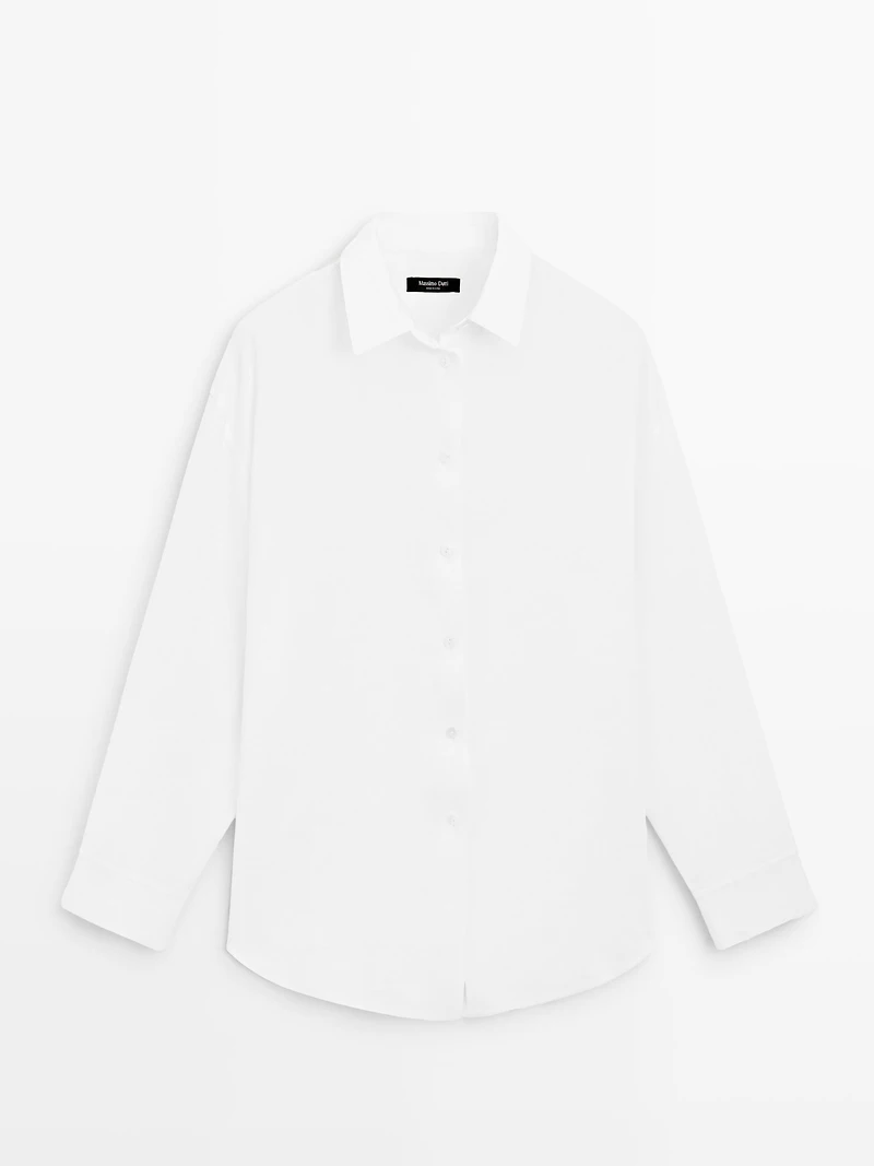 Flowing total look linen blend shirt