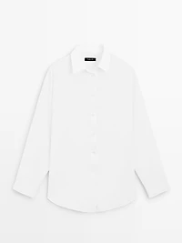 Flowing total look linen blend shirt