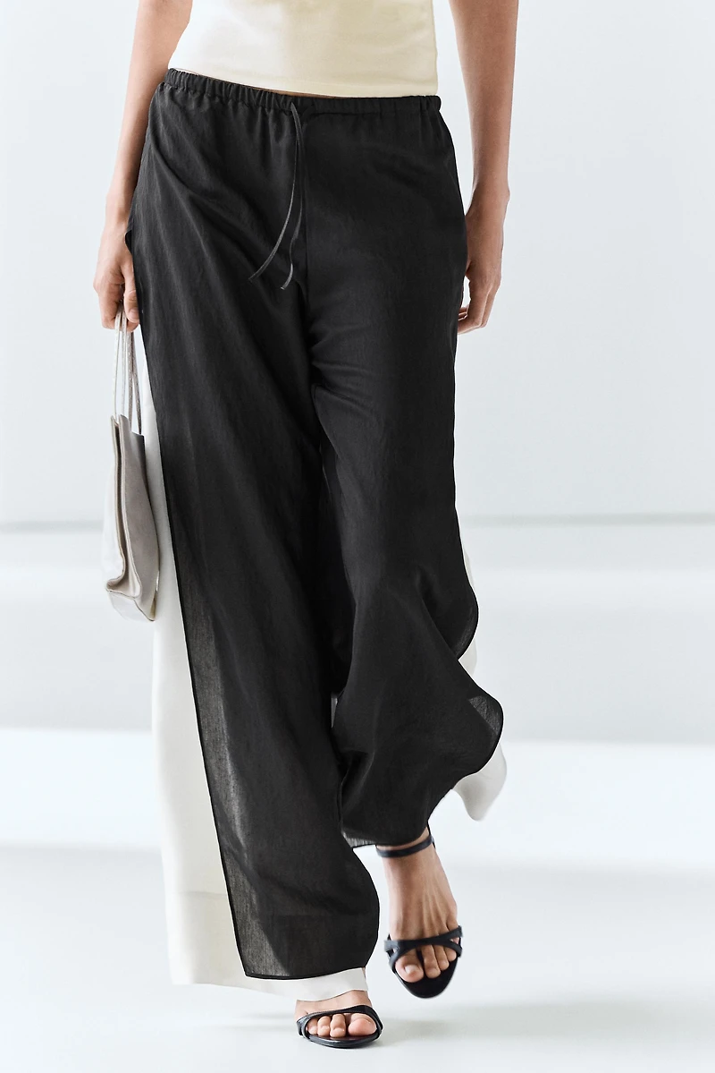 Flowing wide-leg pants with darts - co-ord