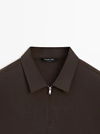 Short sleeve polo shirt with zip detail