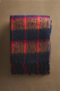 SOFT CHECK BLANKET WITH FRINGING