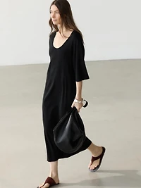 Robe midi détail manches