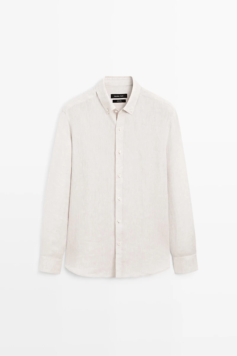 Regular fit 100% linen shirt