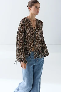 Floral print flowing shirt