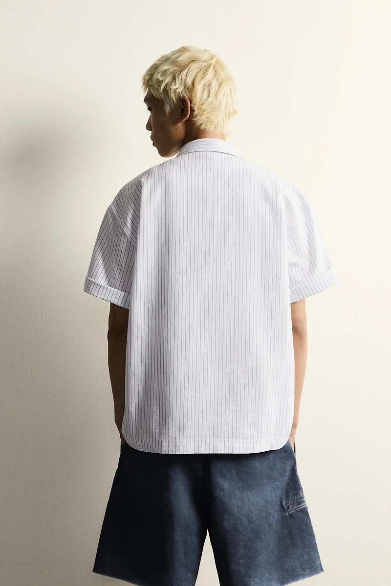 RELAXED FIT STRIPED EMBROIDERED POLO SHIRT