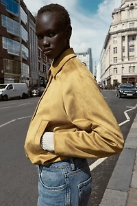 FAUX SUEDE BOMBER JACKET