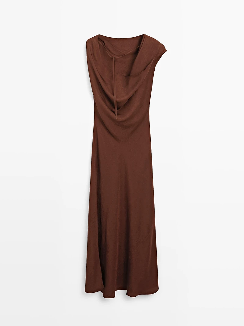 Long satin dress with open back
