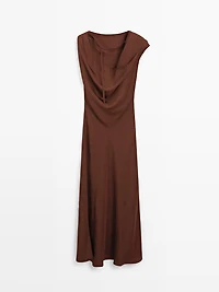 Long satin dress with open back