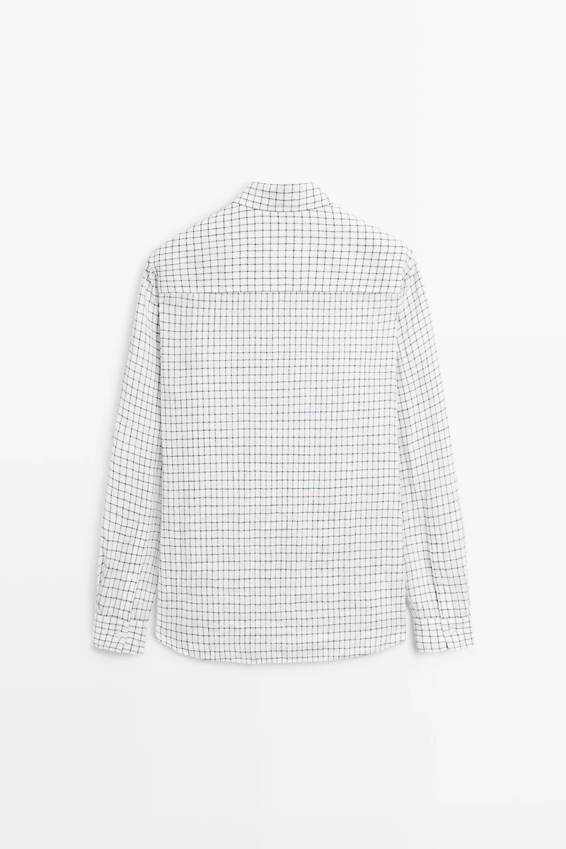 100% linen regular-fit check shirt